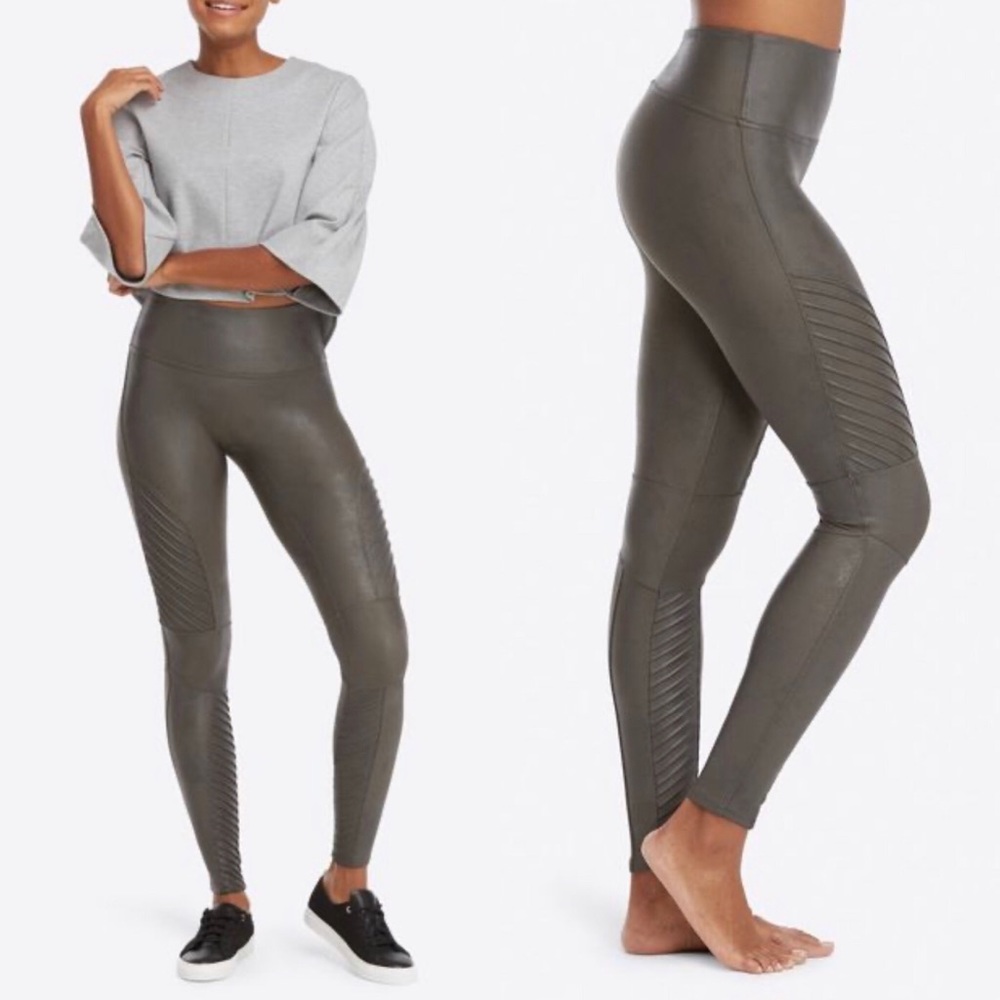 SPANX Faux Leather Moto Leggings Gunmetal